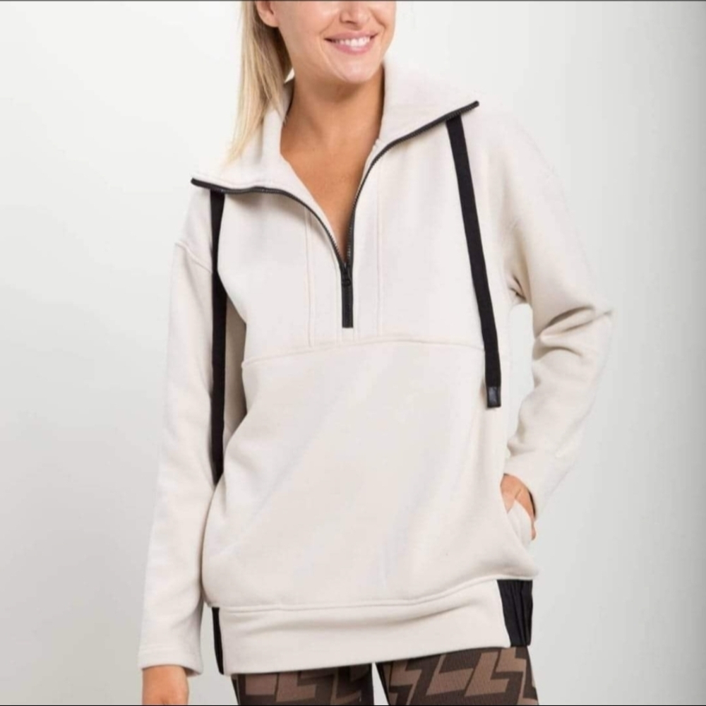 Mono B Cream Quarter-Zip Sweatshirt